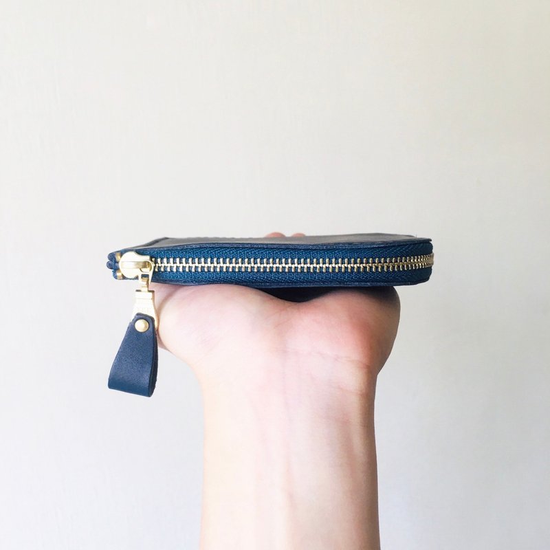 Cash & Card 青蚨侧拉短夹 - 蓝 - 皮夹/钱包 - 真皮 蓝色