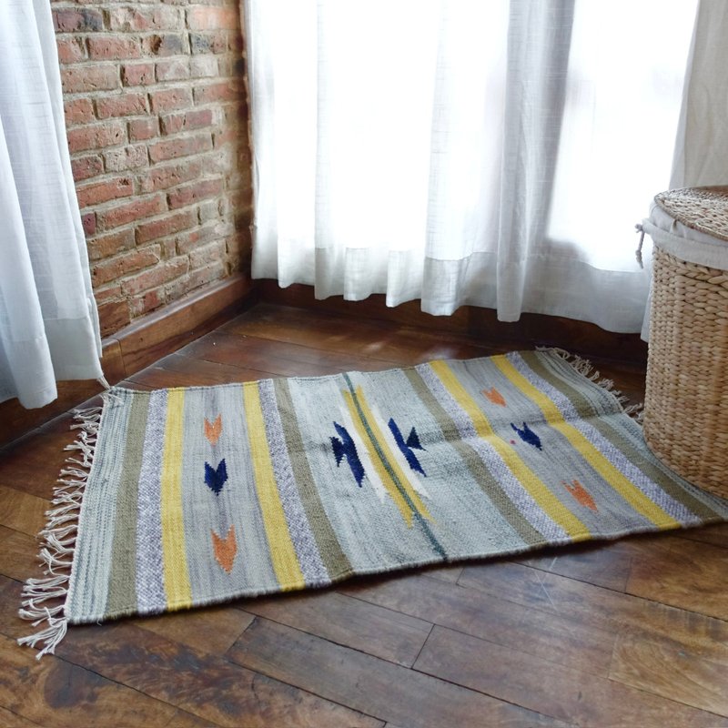 牦牛混羊毛手工织地毯—守护 • 黄灰 - 地垫/地毯 - 其他材质 