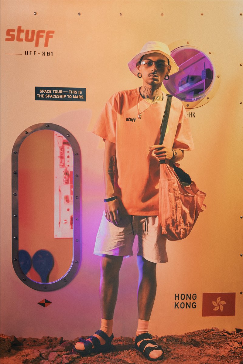 STUFF SPACE TOUR 雙面側背抗水袋 - 侧背包/斜挎包 - 聚酯纤维 橘色