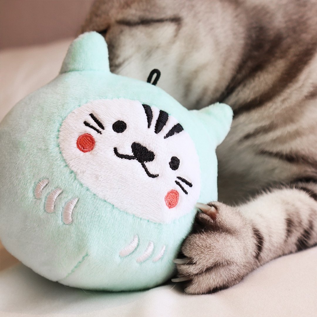 祈福达摩猫草球－身体壮(绿)　HitoCat 吉豆猫 - 玩具 - 棉 绿色