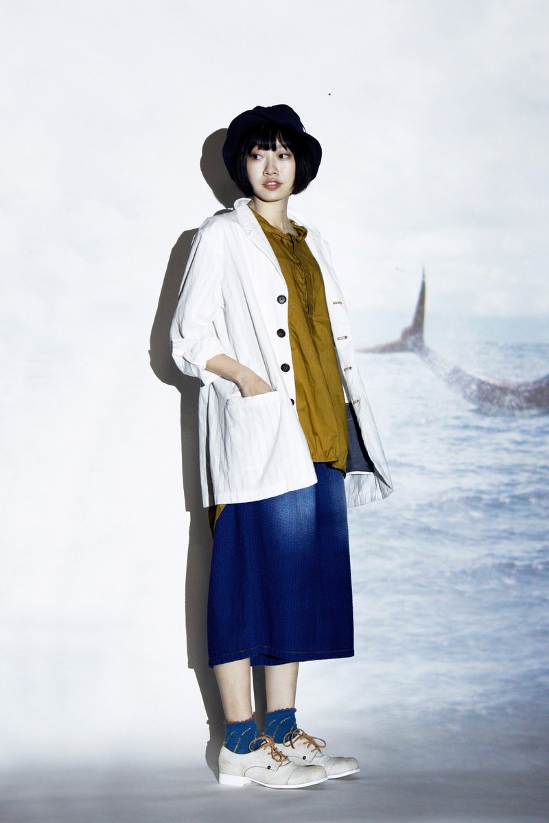 海_洋流向棉质条纹西装外套 - 女装西装外套/风衣 - 棉．麻 白色