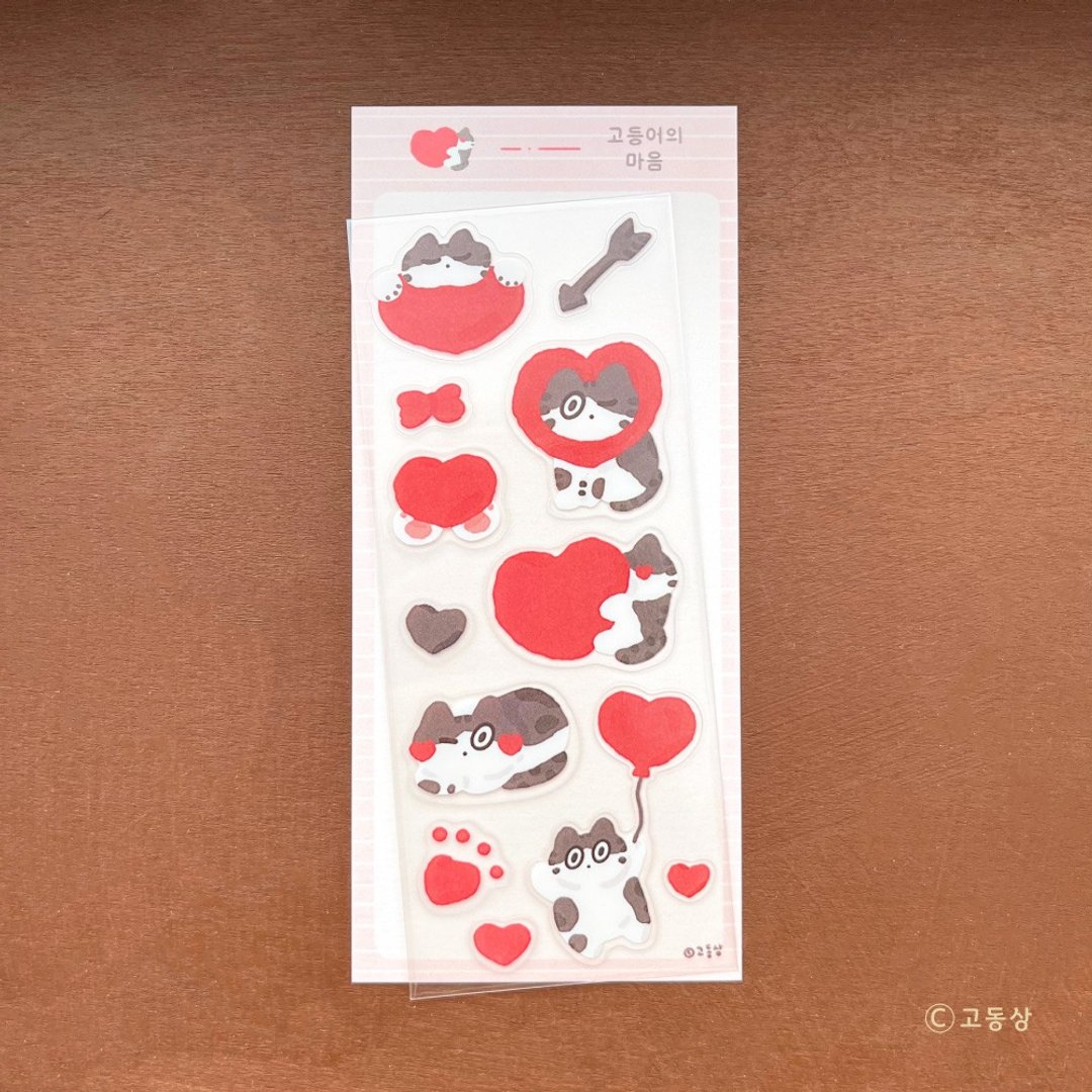 Godongsang l 透明贴纸 - 猫咪与爱心 - 贴纸 - 其他材质 粉红色
