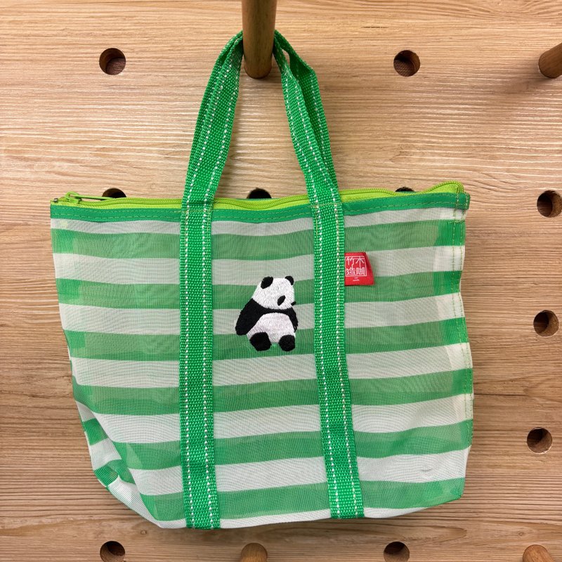 限量熊猫刺绣拉链棉袋1号 剩绿色 - 手提包/手提袋 - 塑料 绿色