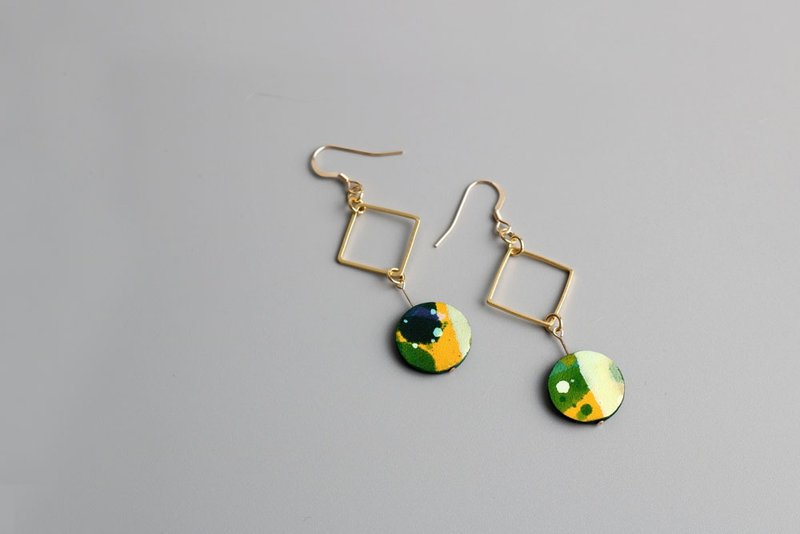 何非OPHIR HE植鞣革头层牛皮手工绘画染耳饰 爆浆思维 - 耳环/耳夹 - 真皮 