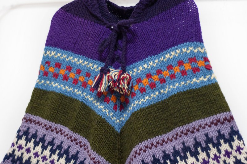 女装 钩织斗篷 摩洛哥风 保暖毛毯 羊毛盖毯 保暖披肩 印地安流苏披巾/波希米亚斗篷披肩/针织斗篷/钩织围巾-北欧费尔岛 - 围巾/披肩 - 羊毛 多色