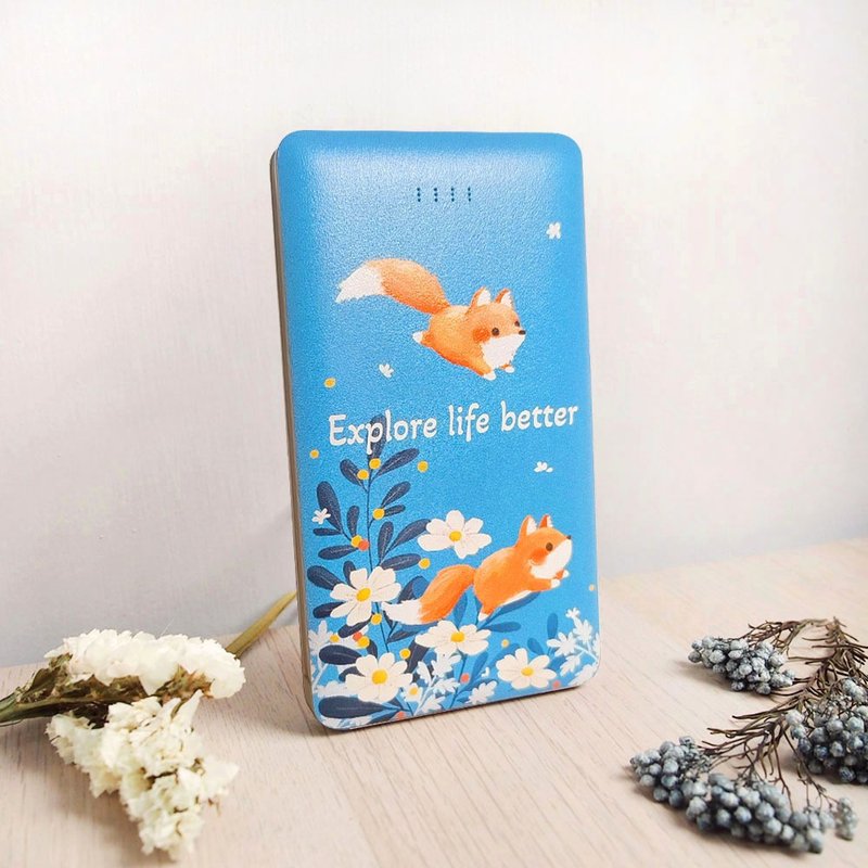 10000mAh 双线行动电源 - 狐狸探索 - 充电宝/传输线 - 塑料 蓝色