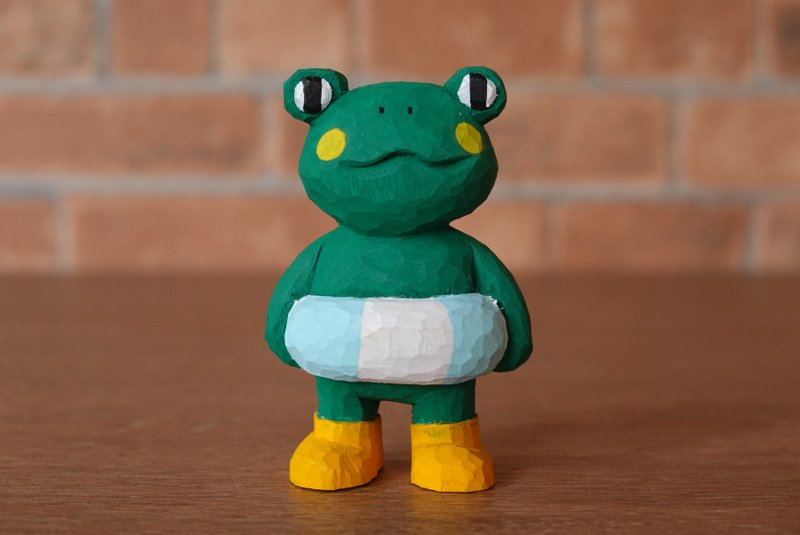 游泳圈青蛙 - 玩偶/公仔 - 木头 绿色