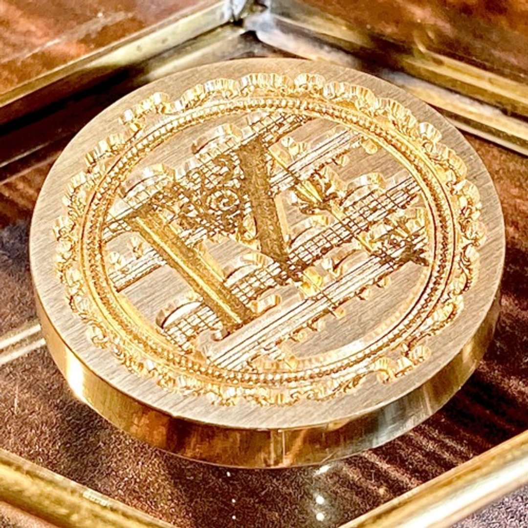 烫金印章 印头 字母 M 音乐 乐器 乐谱 - 印章/印台 - 其他金属 金色