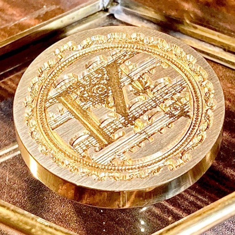 烫金印章 印头 字母 M 音乐 乐器 乐谱 - 印章/印台 - 其他金属 金色