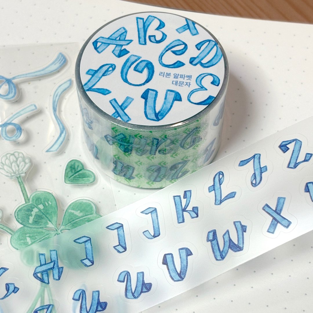 缎带字母大写字母 轧型 PET 胶带贴纸 - 贴纸 - 其他材质 