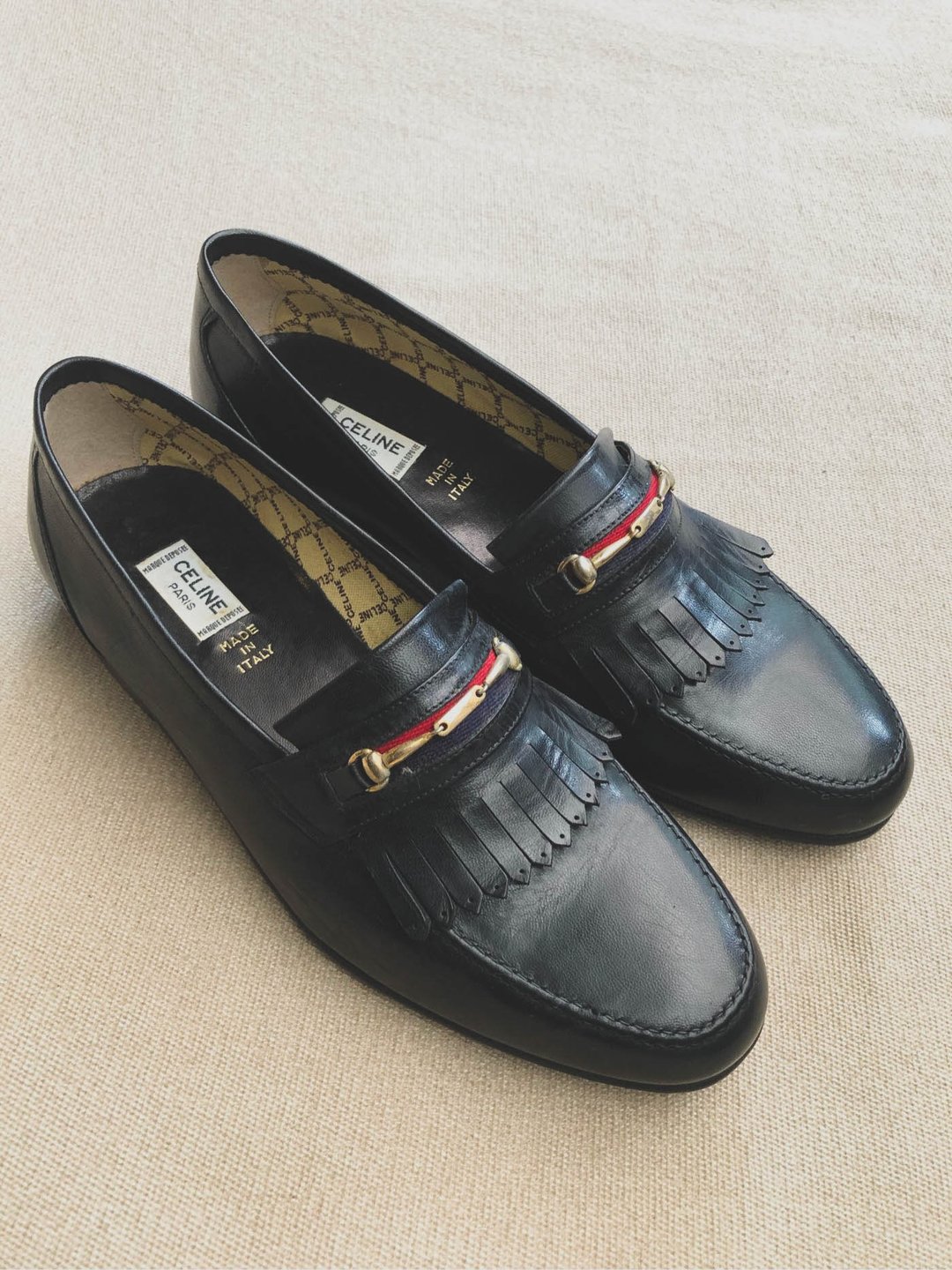 Vintage CELINE Loafer / 流苏乐福鞋 / Made in Italy - 男款牛津鞋/乐福鞋 - 真皮 黑色