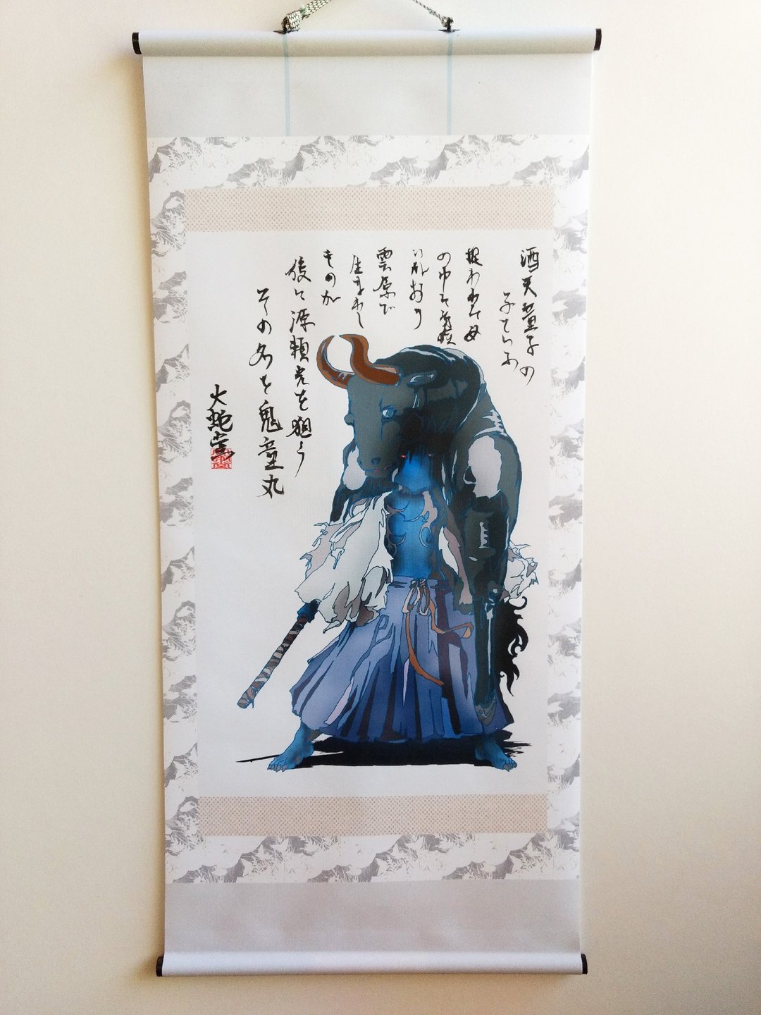 Japanese traditional monster hunging scroll KIDOU - 海报/装饰画/版画 - 聚酯纤维 蓝色