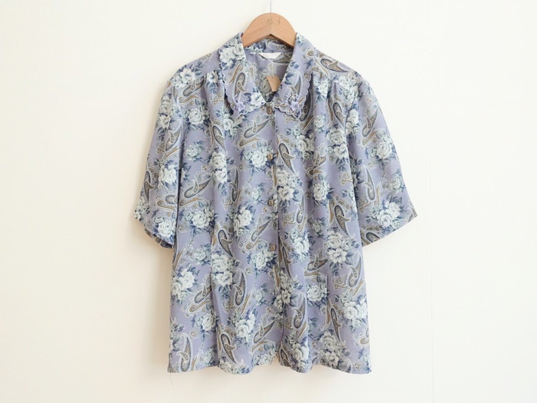 Vintage / 衬衫 / 短袖 no.204 tk - 女装衬衫 - 聚酯纤维 紫色