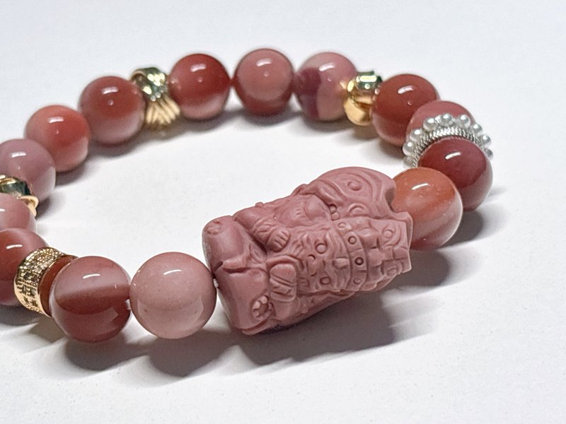 粉愿守护 l 扎基拉姆。设计款手环 l 阿拉善玛瑙。14k包金配件 - 手链/手环 - 玉石 多色