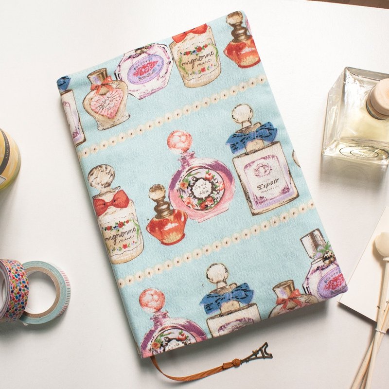 限量版★A5/25K 手工双面可调式棉布书衣-香水(粉蓝) - 笔记本/手帐 - 棉．麻 蓝色