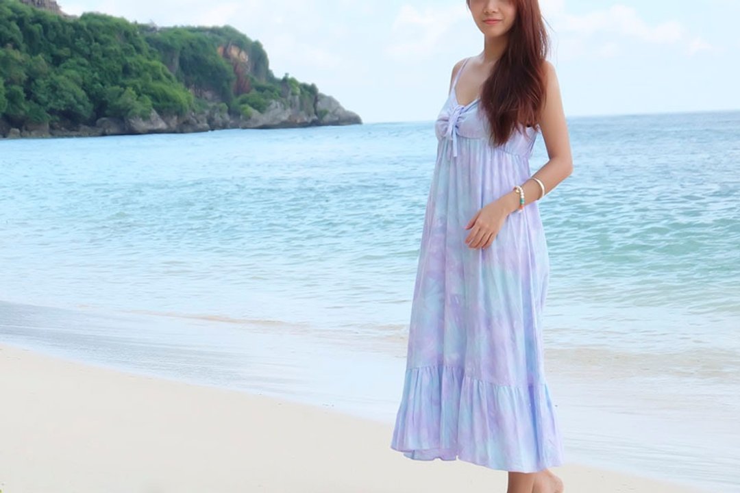 2016 New! Handmade! Uneven dyed ribbon ruffle dress <lavender mint> - 洋装/连衣裙 - 其他材质 紫色