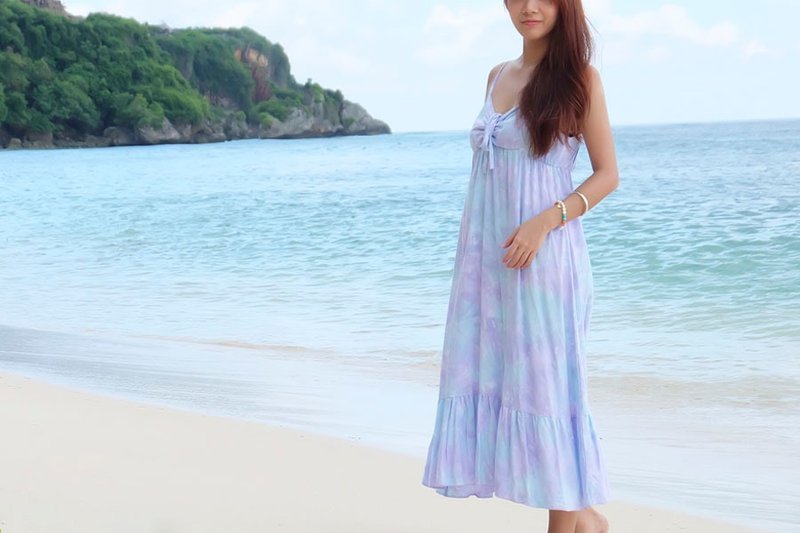 2016 New! Handmade! Uneven dyed ribbon ruffle dress <lavender mint> - 洋装/连衣裙 - 其他材质 紫色