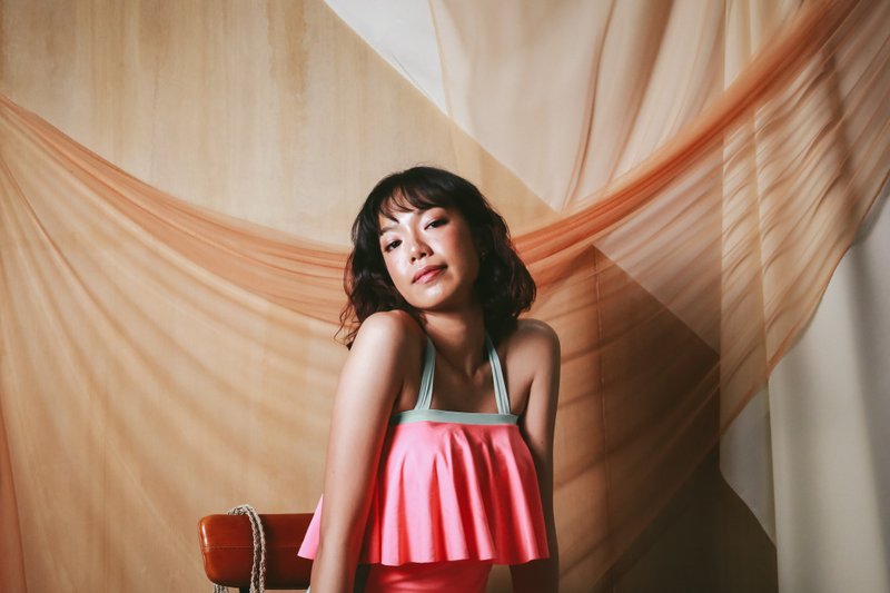 3-in-1 繞頸連身泳裝 / 珊瑚色+薄荷色 - 女装泳衣/比基尼 - 其他材质 粉红色