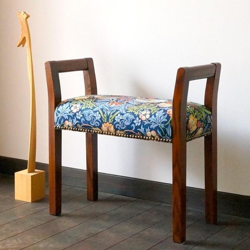 Entrance stool W-arm (Dark Brown × strawberry thief) - 其他家具 - 木头 