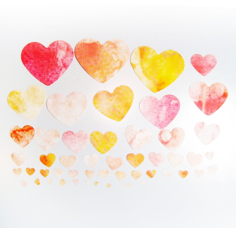 水彩宣染-贴纸包-爱心 - 贴纸 - 纸 红色