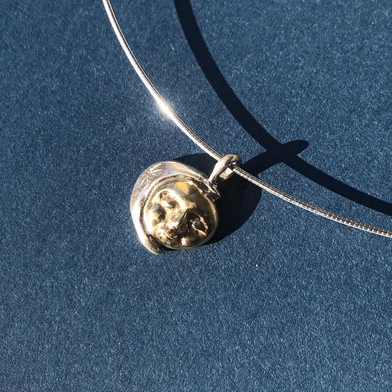 925银 黄铜 日月同辉项链 - 项链 - 纯银 