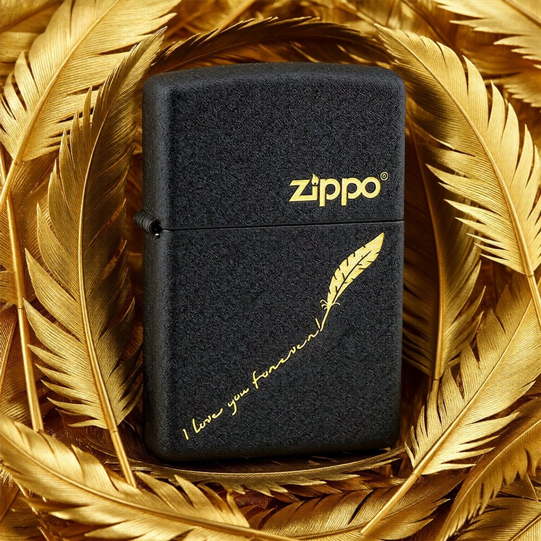 【ZIPPO官方旗舰店】羽毛情书(金色)防风打火机 Z-152 - 其他 - 铜/黄铜 黑色