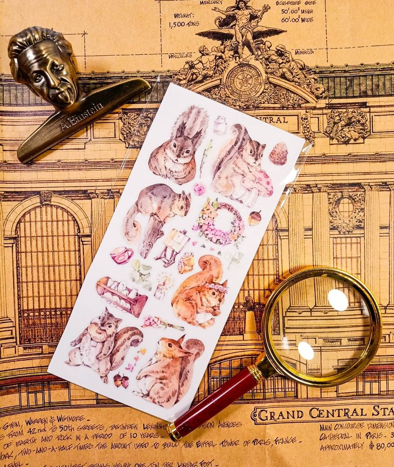 KR500覓食松鼠 Foraging squirrel/  轉印貼 - 贴纸 - 塑料 