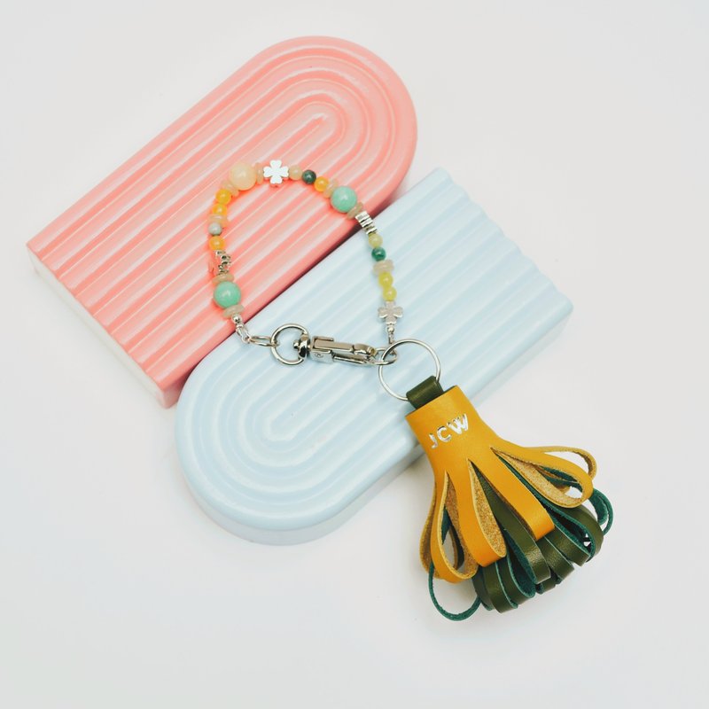 幸运符 Lucky Cat Charm Keyring 钥匙圈 牛革 猫爪 - 天然宝石 - 钥匙链/钥匙包 - 宝石 多色