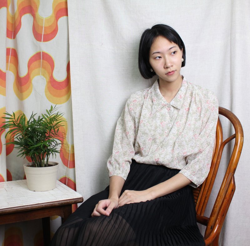 FOAK古着 田园春光花边领衬衫 - 女装衬衫 - 其他材质 