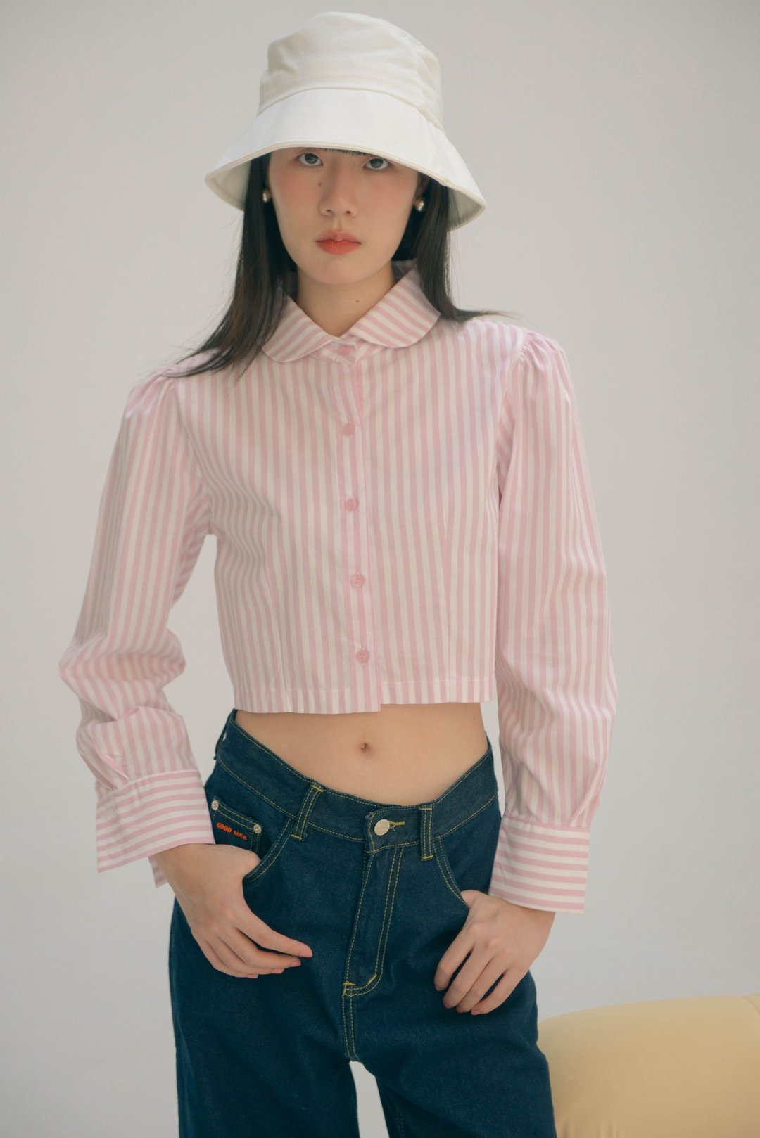 Collin 衬衫，长袖彼得潘领，娃娃袖设计，附可拆式蝴蝶结 Highestjump - 女装衬衫 - 亚麻 