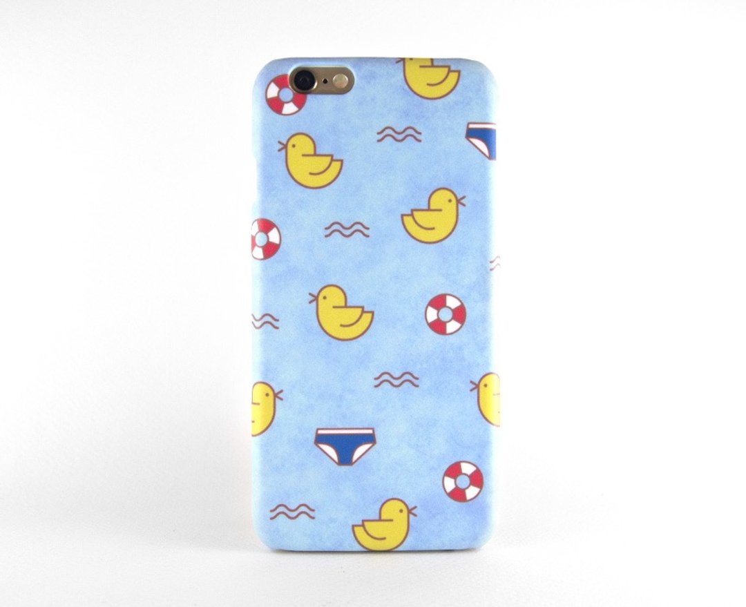 小鸭子洗澡 iPhone 壳手机壳 เคสมือถือเป็ดน้อย - 手机壳/手机套 - 塑料 蓝色