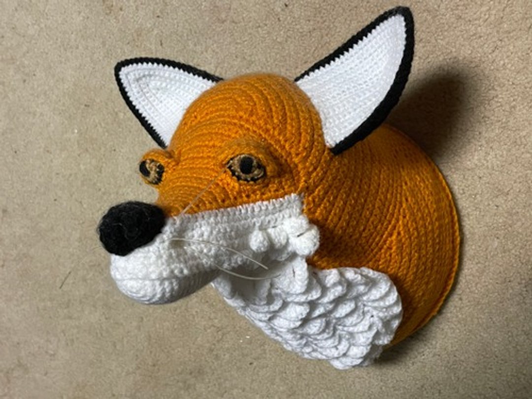 Crochet Animal Fox Trophy head interior decoration - 墙贴/壁贴 - 棉 