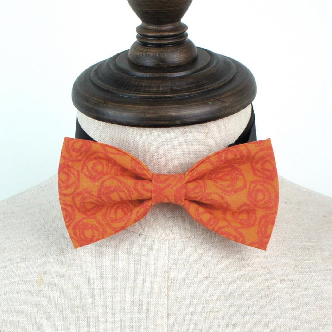 复古风 橘色玫瑰 花系列 手工领结 Bow Tie 拍摄 表演道具 - 领带/领带夹 - 棉 橘色