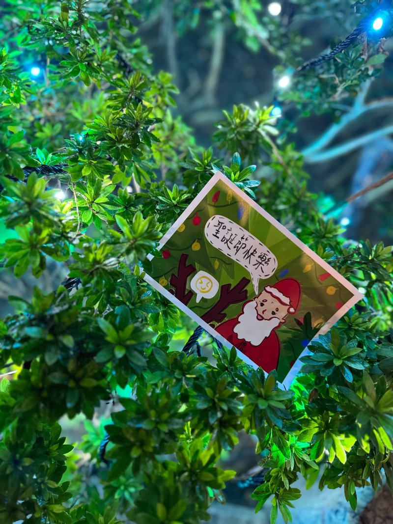 圣诞节卡片-圣诞老公公与麋鹿伙伴 代写卡片 - 卡片/明信片 - 纸 绿色