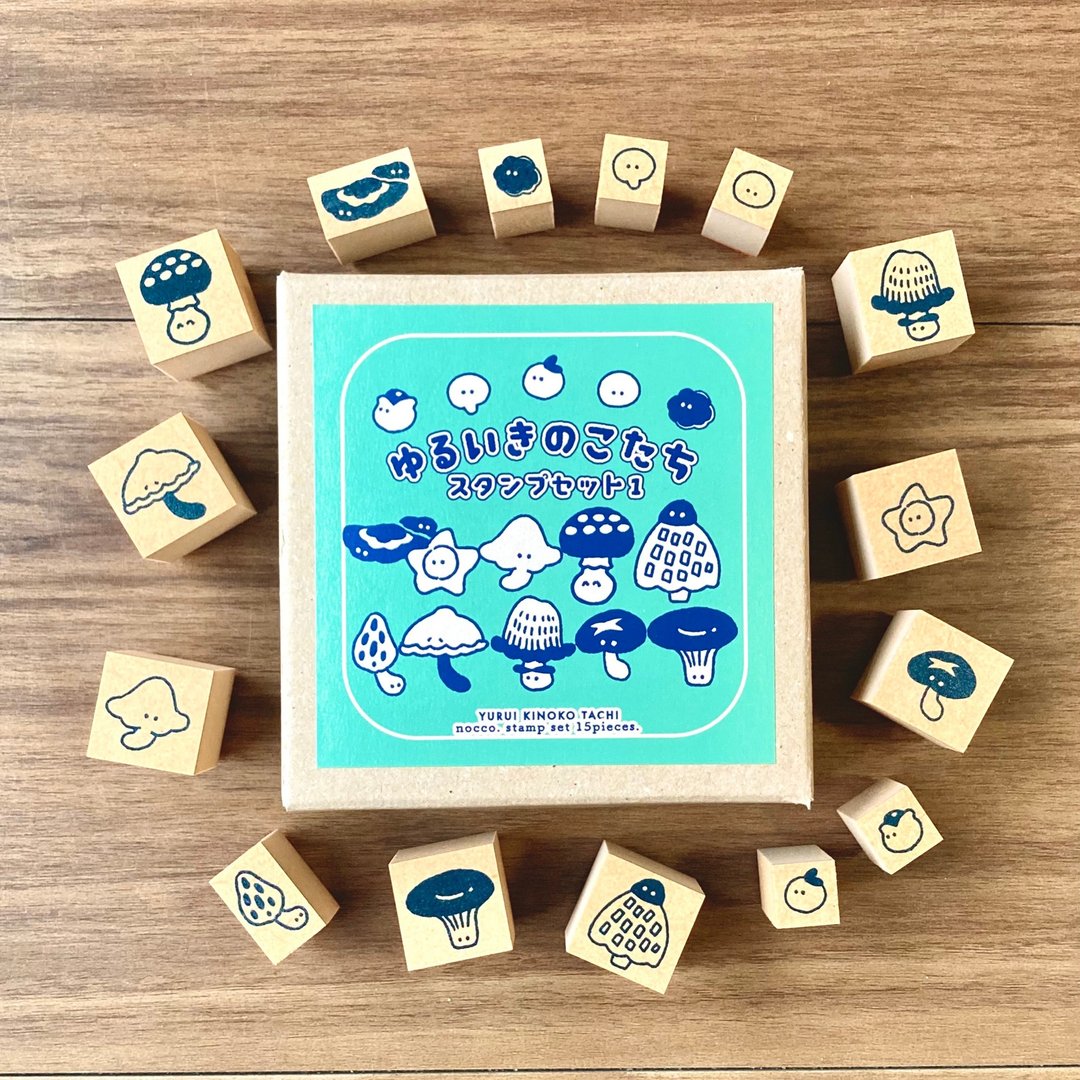 温柔蘑菇印章组 / stamp set / 手章、插画邮票、文具、文具、文具、纸制品 - 印章/印台 - 橡胶 多色