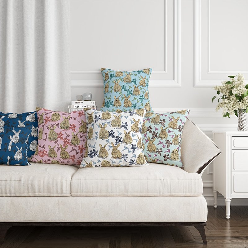 品牌设计抱枕套 兔子(三个一组) - 枕头/抱枕 - 聚酯纤维 