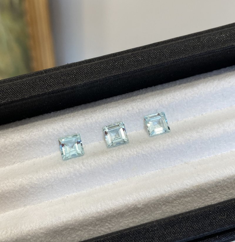 【裸石】海蓝宝石 Aquamarine 公主方 6mm 0.97-1.08ct - 项链 - 宝石 蓝色