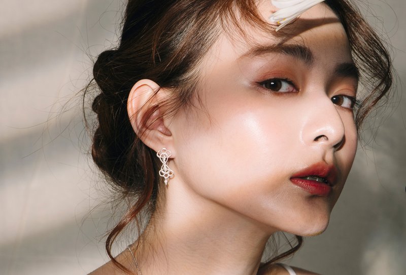 蕾丝宝石系列 / Amethyst / 祖母绿耳环 / 银饰 礼物 - 耳环/耳夹 - 其他金属 银色