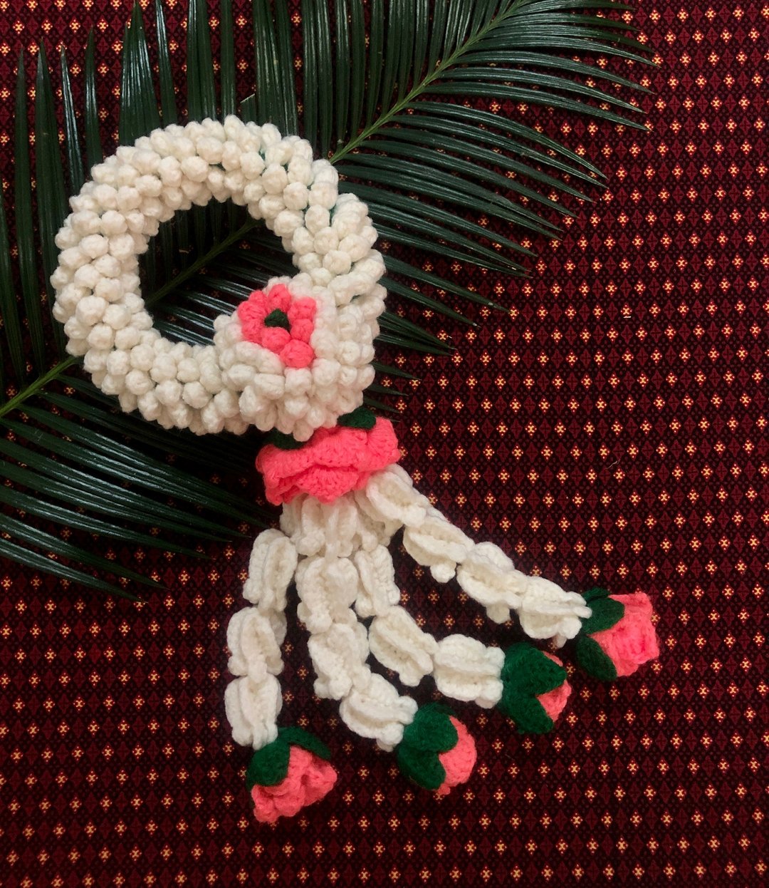 crochet Thai garland (colour// pink and white) - 摆饰 - 聚酯纤维 红色