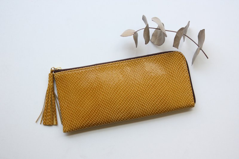 Pigskin slim and light wallet yellow - 皮夹/钱包 - 真皮 黄色