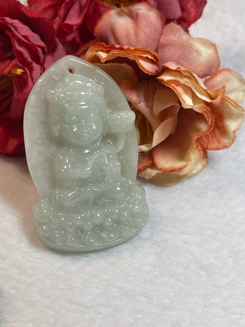 多宝晶石/天然翡翠A货/Q版大势至菩萨/西方三圣/马守护神/防血光/ - 项链 - 玉石 绿色