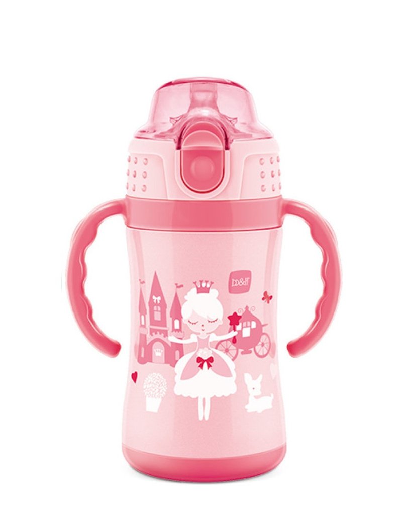 b&h 儿童不锈钢冷热保温杯附吸管及手柄 280毫升 (甜美小公主) - 儿童餐具/餐盘 - 不锈钢 粉红色