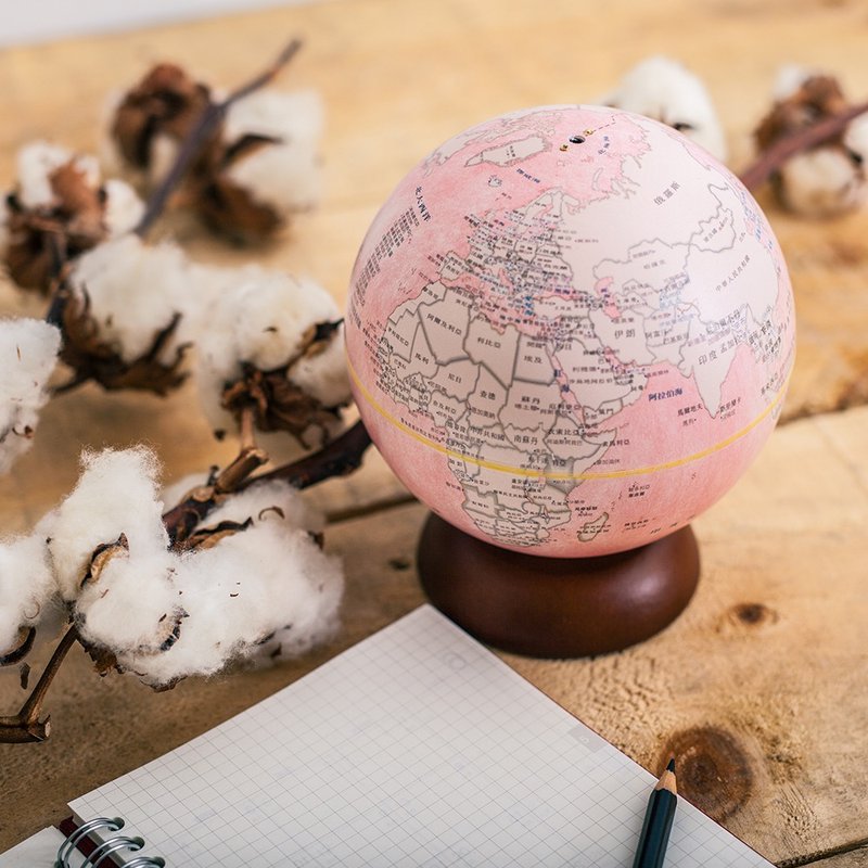 SkyGlobe 5寸新仿古木座音乐铃地球仪(中文版)-天空 /共3色 - 摆饰 - 其他金属 粉红色
