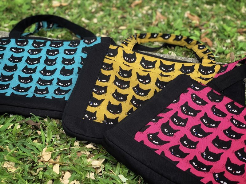 黑猫的脸可肩背笔电包 电脑包 - 电脑包 - 棉．麻 