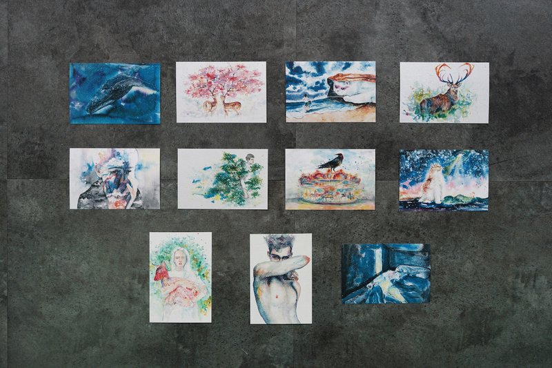 随机明信片套装 - 卡片/明信片 - 纸 蓝色