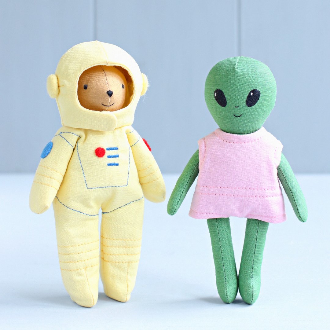 2 PDF 迷你太空人熊毛绒动物和外星娃娃缝纫图案套装 - 手工艺教程/工具书 - 其他材质 