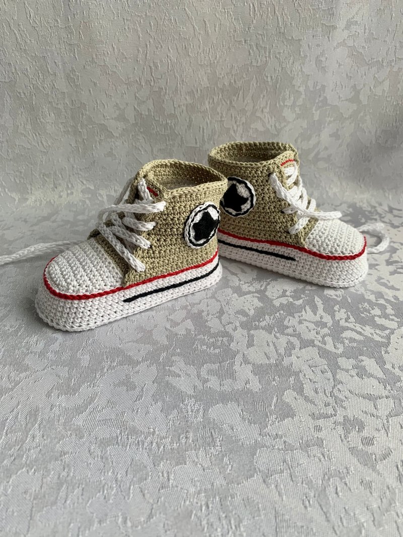 可爱匡威婴儿靴 婴儿鞋适合女婴儿童时尚袜子 - 婴儿鞋 - 棉．麻 卡其色
