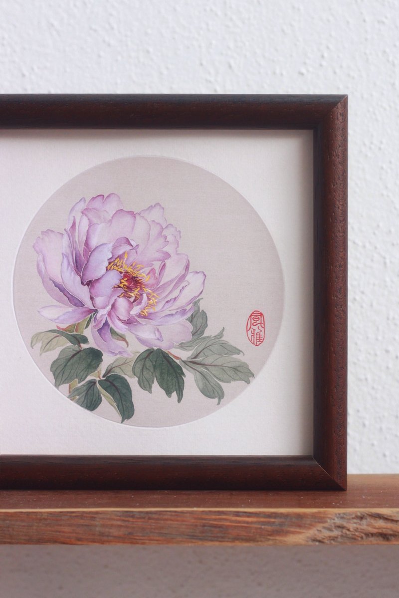 紫牡丹水墨小品 | 清新国风手绘原作 | 新中式装饰画 | 国色芳华 - 海报/装饰画/版画 - 纸 白色