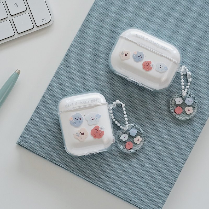 小花喜怒哀乐 AirPods1/2/3/4/Pro/Pro2/Pro3 韩国连体耳机壳 - 耳机收纳 - 塑料 透明