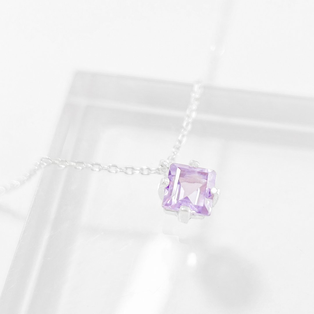 / 晨曦 / 方形紫水晶925纯银项链 颈链 (银/金/玫瑰金) - 项链 - 宝石 紫色